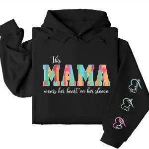 Personalized Mama Hoodie – Custom Mama  with Kids’ Names on Sleeve, Thoughtful Mother’s Day or Birthday Gift Idea