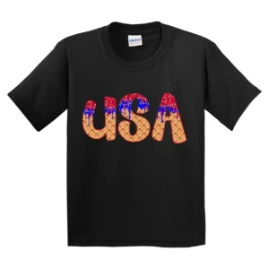 USA Ice Cream 4th of July Shirt – Red White & Blue Summer Tee – Patriotic America est.1776 Shirt for Youth & Toddler – Cute Holiday Outfit