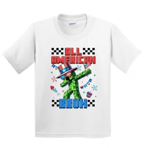 All American Bruh Shirt – 4th of July Gamer Tee for Kids, Patriotic USA Boy Shirt, Funny American Vibes Toddler T-Shirt, Summer Outfit