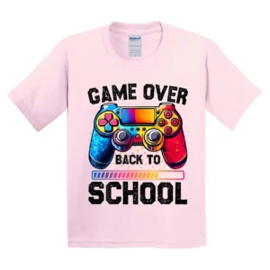 Colorful Game Over Back To School Video Game Kids Boys Girls T-Shirt  - Unisex, Gift for Youth, Back To School