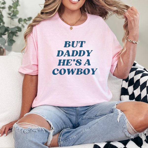But Daddy Hes A Cowboy Western Baby Tee Women Country Concert Outfit Rodeo T Shirt Cute Cowgirl Crop Top Y2K Trendy Funny Graphic Tee 1