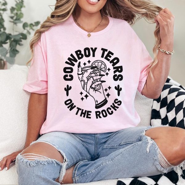 Graphic Cowboys T Shirt Trendy Country Concert Tee Tequila Shot Western Shirt Cute Cowboy Tears Shirt Vintage 1