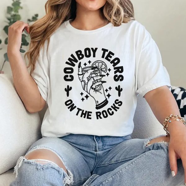 Graphic Cowboys T Shirt Trendy Country Concert Tee Tequila Shot Western Shirt Cute Cowboy Tears Shirt Vintage 2