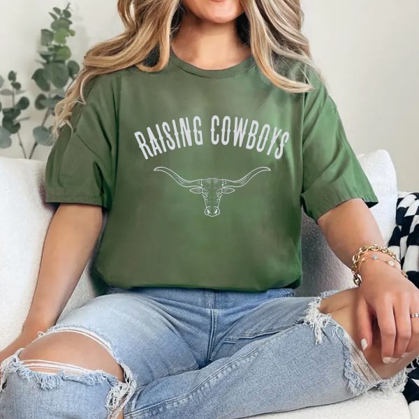 Raising Cowboys Mama Shirt Comfort Colors Shirt New Mama Shirt Cowboy Mama Announcement Mama boy T Shirt Western Mama TShirt 3