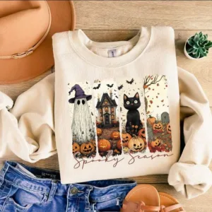 Cute Halloween Sweater, Womens Fall Tee, Spooky Season Gift
