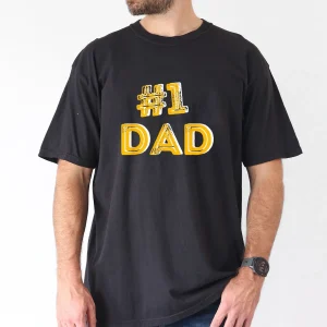 1 Dad Number One Fathers Day Gift Family Man Best Dad Ever T Shirt 100 Cotton Single Side Printed Black Short Sleeve T shirt FatherS Day Gift for Family Father Papa Dad S XXXL 2