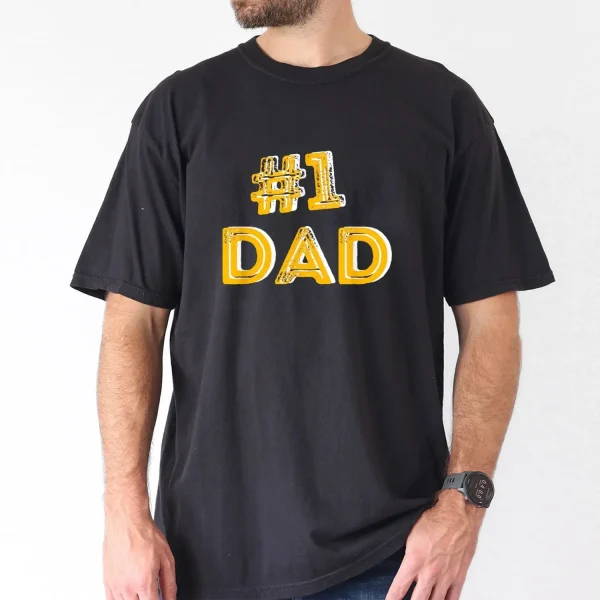 1 Dad Number One Fathers Day Gift Family Man Best Dad Ever T Shirt 100 Cotton Single Side Printed Black Short Sleeve T shirt FatherS Day Gift for Family Father Papa Dad S XXXL 2
