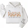 Personalized This Mama Wears Her Heart on Her Sleeve Hoodie – Retro Floral Mom, Custom Kids' Names – Mother’s Day Gift