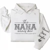 This Nana Wears Her Heart on Her Sleeve Hoodie – Personalized Grandma Shirt with Grandkids’ Names, Mother’s Day or Valentine’s Gift
