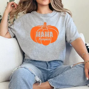 Mama Pumpkin Matching Family Halloween Thanksgiving Group T-Shirt - Unisex, Gift for Halloween Day,  Gift for Mama