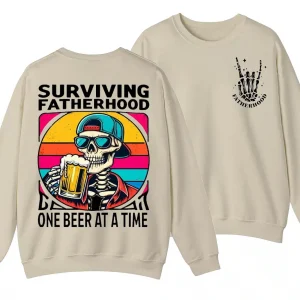 Fatherhood Sweatshirt, Funny Skeleton Dad Shirt, First Time Dad, Retro Fathers Day Gift, Gift for Husband, Full Sizes