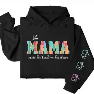 Personalized Mama Hoodie – Custom Mama  with Kids’ Names on Sleeve, Thoughtful Mother’s Day or Birthday Gift Idea