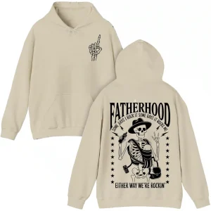 Rocker Dad Skeleton Hoodie – Some Day I Rock It Some Day It Rocks Me – Funny Father's Day Gift for Bonus Dad