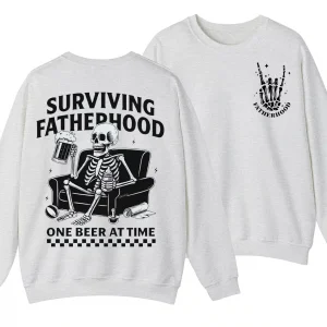 Surviving Fatherhood One Beer At A Time Sweatshirt, Funny Father, Drinking Husband, Fathers Day Gift, Gift for Dad, Model Sweater