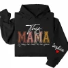 This Mama Wears Her Heart on Her Sleeve Hoodie – Custom Mom Hoodie with Kids’ Names, Personalized Mother’s Day Gift, Thoughtful Mama Outfit