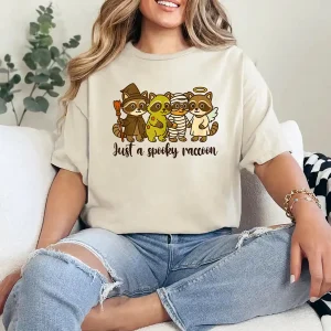 Halloween Vibes Racoon Spooky Mama Just A Spooky Racoon T-Shirt - Unisex, Gift for Halloween Day,  Gift for Mama