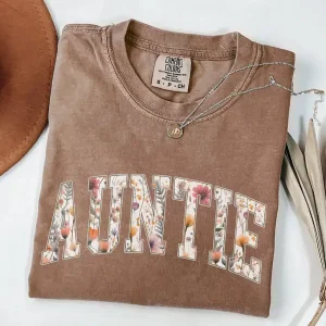 Auntie T-Shirt, Aunt Shirt, Floral Auntie, New Aunt Gift, Pregnancy Announcement, Gift for Aunt, Pregnancy Reveal to Aunt