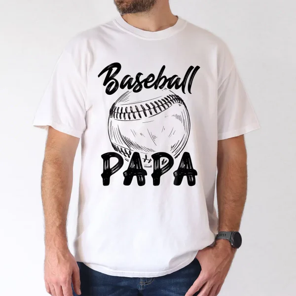 Baseball Papa Mens 100 Cotton T Shirt Casual Relaxed Fit with Baseball Graphic 1 gm optimized