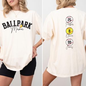 Baseball Softball Mom Shirt Softball Baseball Mom Shirt Ballpark Mama Shirt Names on Back Custom Baseball Mom scaled 1