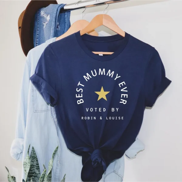 Best Mummy ever voted by add kids names Custom mum T Shirt Mothers Day Gift 2