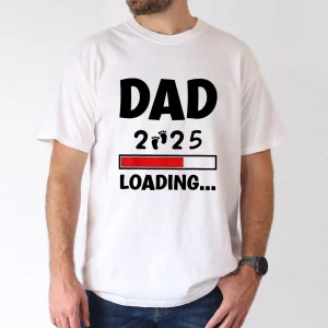 Big Tall Mens Dad 2025 Loading Graphic Tee Casual Short Sleeve T Shirt for Summer Breathable Polyester Machine Washable PLUS SIZE 1