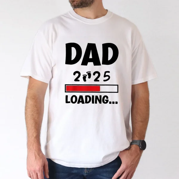 Big Tall Mens Dad 2025 Loading Graphic Tee Casual Short Sleeve T Shirt for Summer Breathable Polyester Machine Washable PLUS SIZE 1