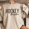 Custom Hockey Mom Sweatshirt with Name on Sleeve, Personalized Mom Sweater, Game Day Shirt, Crewneck, Mothers Day Gift