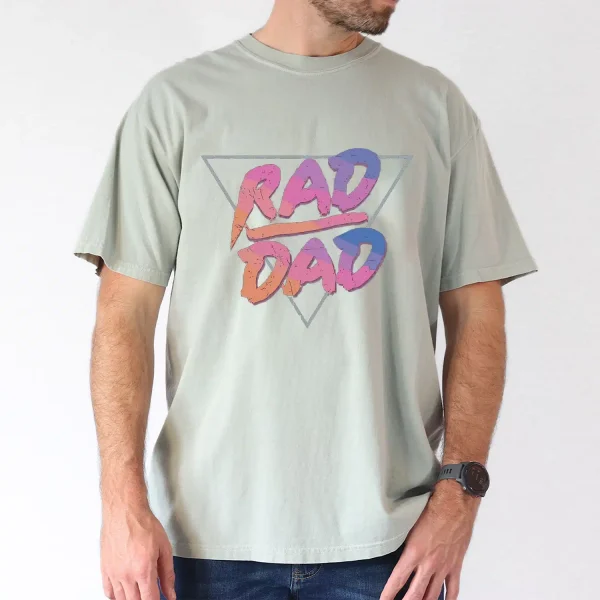 Cartoon Rad Dad Graphic Print T Shirt All Season Non Stretch Cotton Casual Crew Neck Knit Fabric Tee Perfect for Daily Wear Outdoor Activities and Sports Comfortable Fit for Adults 1 gm optimized