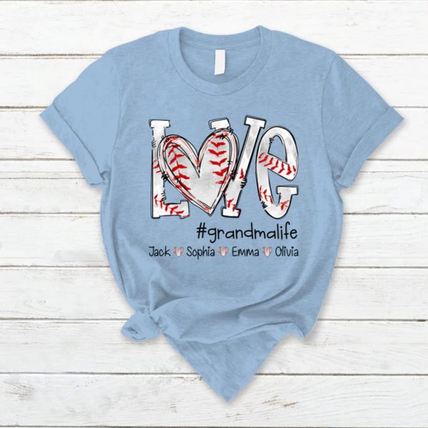 Custom Baseball Grandma T Shirt Personalized Baseball Mom Grandma Tee Shirt Baseball Mom Shirt With Kid Names Gift for Lover Baseball 3 1
