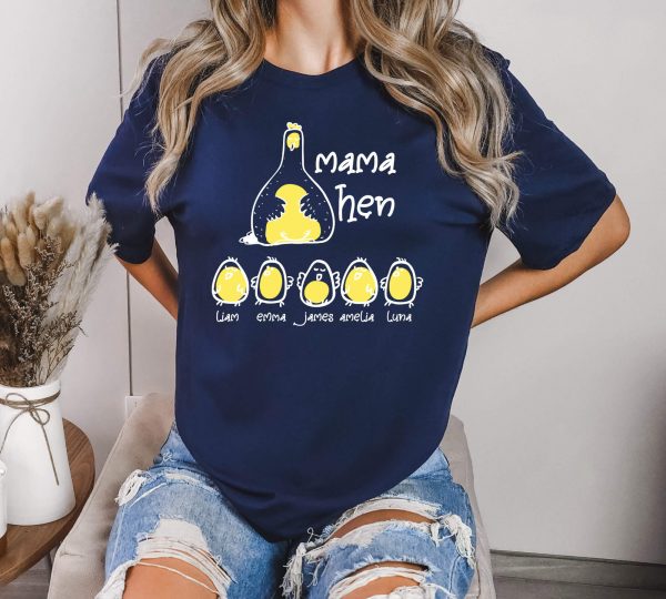 Custom Chicken Mom Shirt With Kids Names Mama Hen Personalized Mom Shirt Mothers Day Shirt Custom Kids Names Mom Shirt Gift For Mom 2