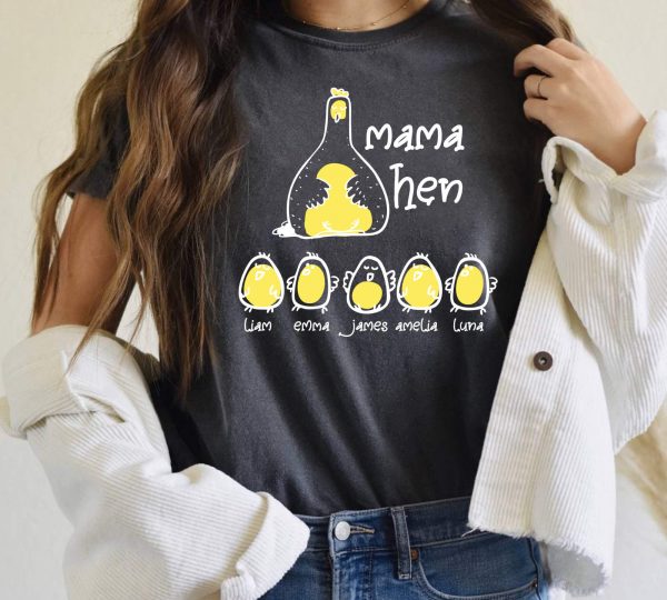 Custom Chicken Mom Shirt With Kids Names Mama Hen Personalized Mom Shirt Mothers Day Shirt Custom Kids Names Mom Shirt Gift For Mom 3