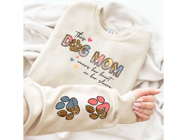 Custom Dog Mom Sweatshirt This Dog Mom Wears Her Heart On Her Sleeve Personalized Dog Name Sweatshirt Dog Mama Sweatshirt Dog Lover Gift 2 scaled 1