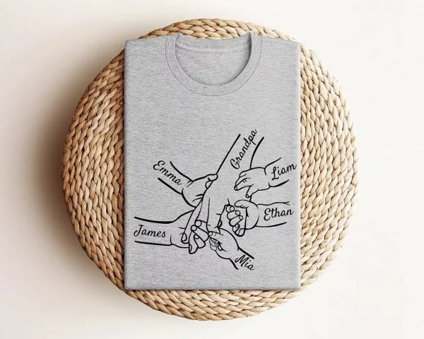 Custom Grandpa and Kids Hands With Names Shirt 1