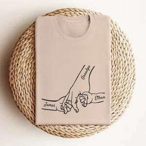 Custom Grandpa and Kids Hands With Names Shirt 2