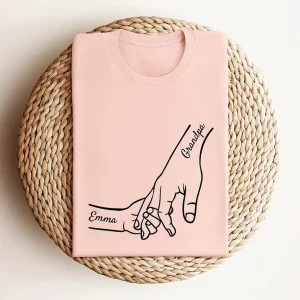 Custom Grandpa and Kids Hands With Names Shirt 3