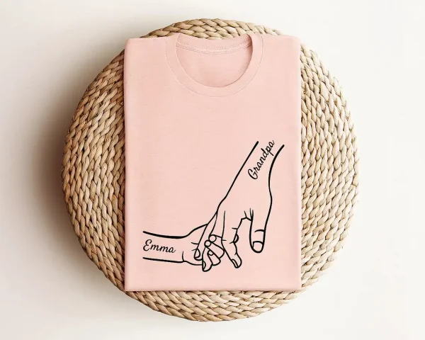 Custom Grandpa and Kids Hands With Names Shirt 3