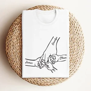 Custom Grandpa and Kids Hands With Names Shirt 4
