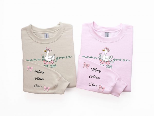 Custom Mama Goose SweatPersonalized Est Goose Mama ShirtMothers Day ShirtMom Kids Name On SleeveBirthday Gift for Mom 2 scaled 1