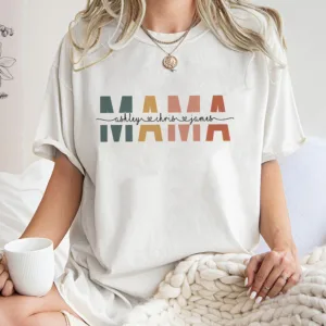 Custom Mama Shirt, Mom Shirt With Names, Personalized Mama T-shirt, Mother's Day Gift