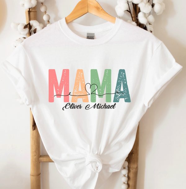 Custom Mama Shirt Mom Shirt With Names Personalized Mama T shirt 3 scaled 1