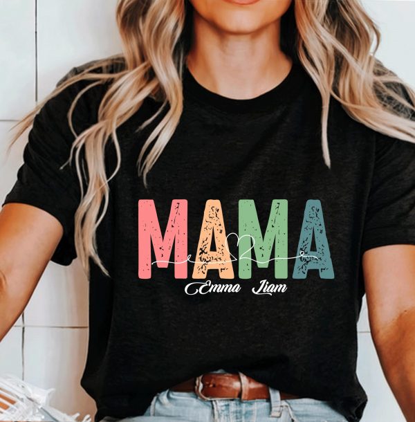 Custom Mama Shirt Mom Shirt With Names Personalized Mama T shirt scaled 1