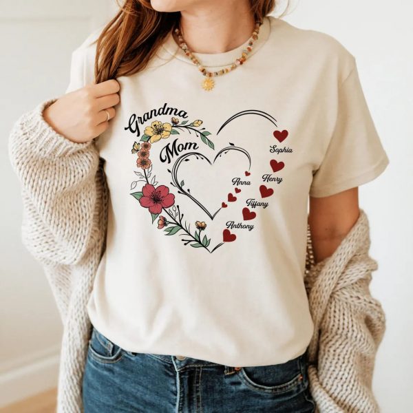 Custom Mama Shirt Personalized Mom Shirt Mom Heart Shirt Shirt with Kids Names Mothers Day Gift Gift for Mothers Day Mama Graphic Tee 5 1