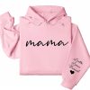 Custom Mama Sweatshirt with Kids Name on Sleeve Personalized Mom Sweatshirt Minimalist Momma Sweater Mothers Day Gift for Mom Hoodie and Sweater T shirt Cotton Menswear Polyester Tops 3