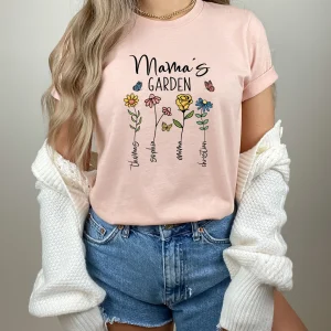 Custom Mothers Day Shirt, Personalized Mom Gift, Mothers Day Gift, Mama's Garden T-Shirt, Customized Mom Tee