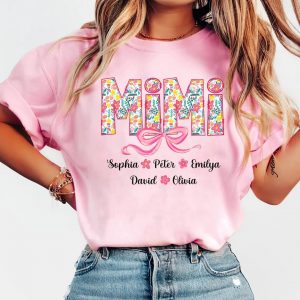 Floral Mimi T Shirt Mimi Floral Bow Coquette Mimi Mimi Floral Bow Mimi Groovy Mimi Bow Mothers Day Gift For Mimi Grandma Mom 5 1