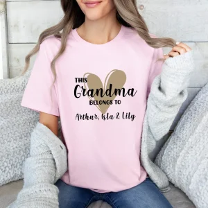 Grandma Shirt, Personalized Shirt, Mum T Shirt, Custom Grandma Tee, Heart T-shirt, New Grandma Gift