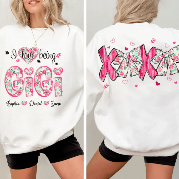 I Love Being Gigi Grandma and Grandkids Personalized Sweatshirt With Design On Sleeve Gift For Grandma Mom Wife NH96 2 1