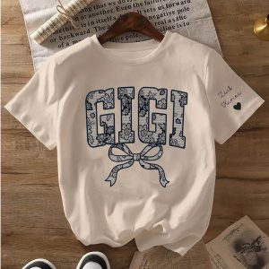 Lace Gigi Coquette Shirt Mothers Day Gift Gift for Mom Floral Gigi Lace Shirt Trendy Lace Print Crewneck Grammy Nana Shir 3 1