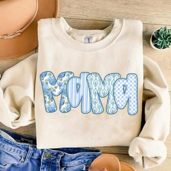 Mama PNG Coquette Girly Floral Bows Blue PNG Vintage Grandma Mama Nana Gigi Mimi Shirt Design Easter Mothers Day 4 1