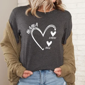 Mama Shirt Personalised Shirt Mum T Shirt Custom Grandma Tee Heart Tshirt New Grandma Gift 2